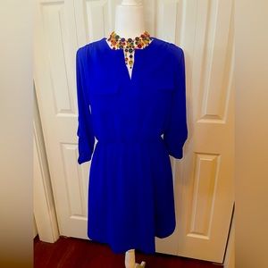 Royal Blue Button Sleeve Beauty Size L